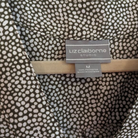 NWT Liz Claiborne Black Tunic w/ White Spots Size M - Picture 4 of 10